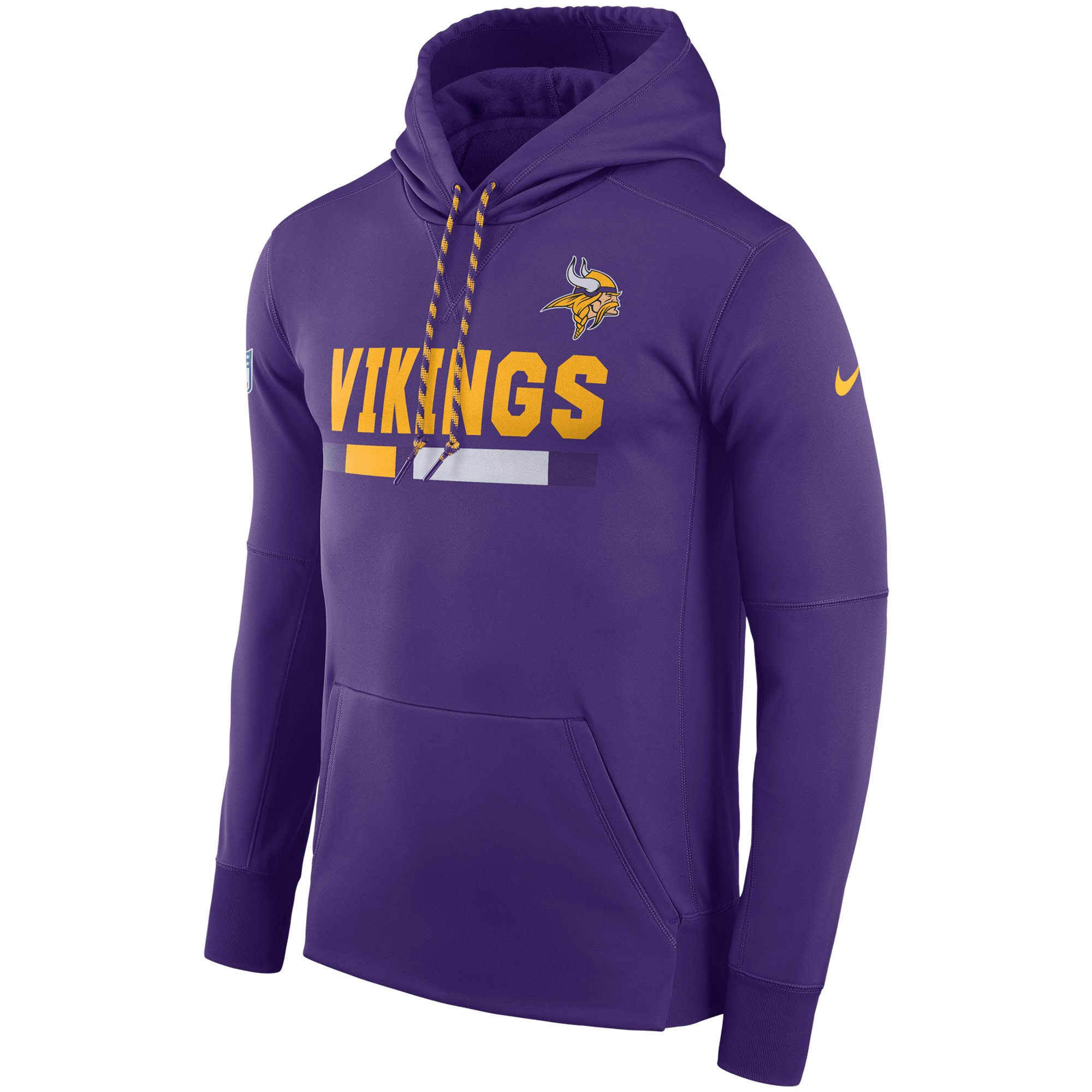 NFL Men Minnesota Vikings Nike Purple Sideline ThermaFit Performance PO Hoodie